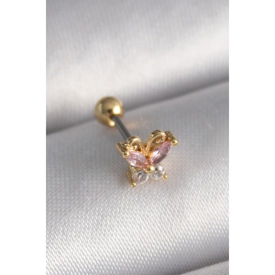 316L Çelik Gold Renk Pembe Zirkon Taşlı Kelebek Tragus Piercing 316L Çelik Gold Renk Pembe Zirkon Taşlı Kelebek Tragus Piercing