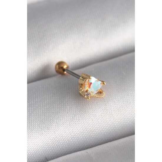 316L Çelik Gold Renk Zirkon Taşlı Kalp Tragus Piercing 316L Çelik Gold Renk Zirkon Taşlı Kalp Tragus Piercing