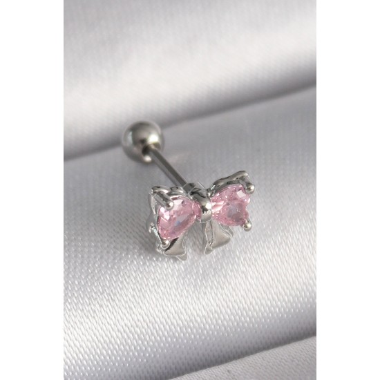 316L Çelik Gümüş Renk Pembe Zirkon Taşlı Fiyonk Tragus Piercing 316L Çelik Gümüş Renk Pembe Zirkon Taşlı Fiyonk Tragus Piercing
