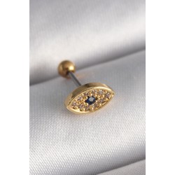 316L Çelik Gold Renk Zirkon Taşlı Göz Tragus Piercing