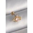 316L Çelik Gold Renk Pembe Mineli Kalp Zirkon Taş Detay Tragus Piercing