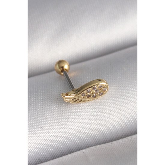 316L Çelik Gold Renk Zirkon Taşlı Kanat Tragus Piercing 316L Çelik Gold Renk Zirkon Taşlı Kanat Tragus Piercing