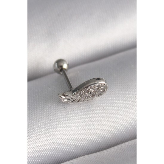 316L Çelik Gümüş Renk Zirkon Taşlı Kanat Tragus Piercing 316L Çelik Gümüş Renk Zirkon Taşlı Kanat Tragus Piercing
