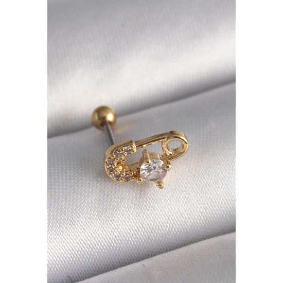 316L Çelik Gold Renk Zirkon Taşlı Toplu İğne Tragus Piercing 316L Çelik Gold Renk Zirkon Taşlı Toplu İğne Tragus Piercing