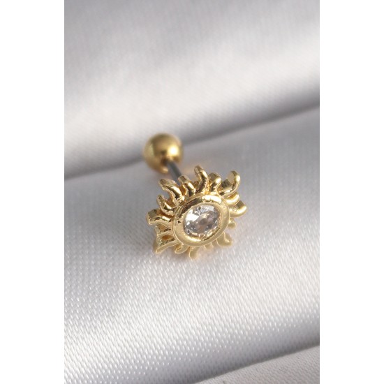 316L Çelik Gold Renk Zirkon Taşlı Güneş Tragus Piercing 316L Çelik Gold Renk Zirkon Taşlı Güneş Tragus Piercing