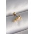 316L Çelik Gold Renk Zirkon Taş Detay Pembe Kalp İşleme Tragus Piercing