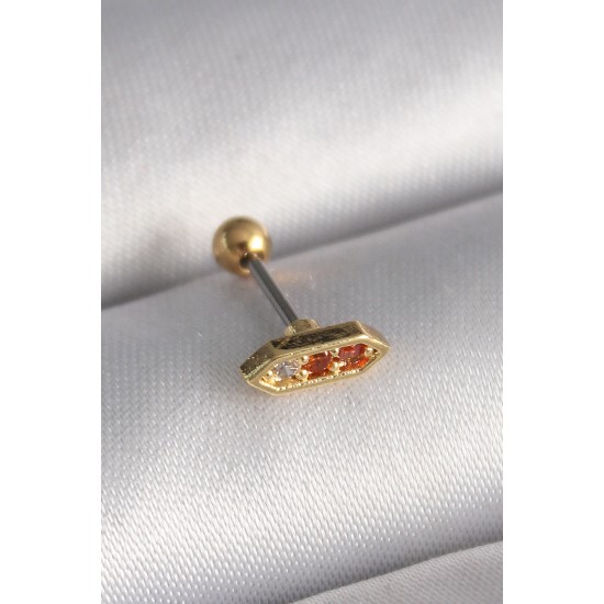 316L Çelik Gold Renk Turuncu Zirkon Taşlı Tragus Piercing 316L Çelik Gold Renk Turuncu Zirkon Taşlı Tragus Piercing