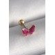 316L Çelik Gümüş Renk Pembe Kelebek Model Tragus Piercing 316L Çelik Gümüş Renk Pembe Kelebek Model Tragus Piercing
