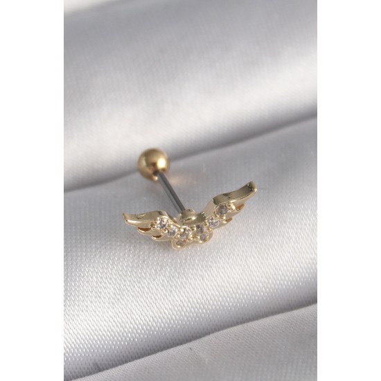 316L Çelik Gold Renk Zirkon Taş Detay Kanat Model Tragus Piercing 316L Çelik Gold Renk Zirkon Taş Detay Kanat Model Tragus Piercing