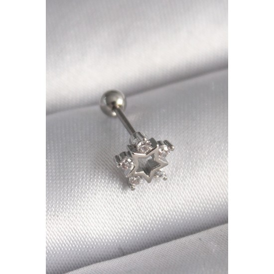 316L Çelik Gümüş Renk Zirkon Taşlı Yıldız Model Tragus Piercing 316L Çelik Gümüş Renk Zirkon Taşlı Yıldız Model Tragus Piercing
