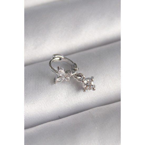 316L Çelik Gümüş Renk Zirkon Taşlı Kelebek Model Sallantı Detay Tragus Piercing 316L Çelik Gümüş Renk Zirkon Taşlı Kelebek Model Sallantı Detay Tragus Piercing