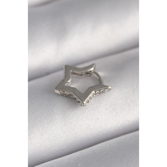 316L Çelik Gümüş Renk Zirkon Taş Detay Yıldız Model Tragus Piercing 316L Çelik Gümüş Renk Zirkon Taş Detay Yıldız Model Tragus Piercing