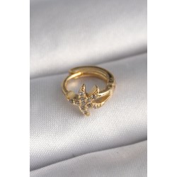 316L Çelik Gold Renk Zirkon Taşlı Deniz Yıldızı Model Tragus Piercing