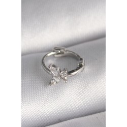 316L Çelik Gümüş Renk Zirkon Taşlı Kelebek Model Tragus Piercing