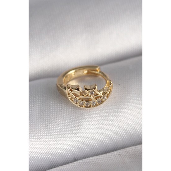 316L Çelik Gold Renk Zirkon Taşlı Ay Yıldız Model Tragus Piercing 316L Çelik Gold Renk Zirkon Taşlı Ay Yıldız Model Tragus Piercing
