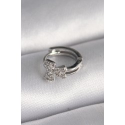 316L Çelik Gümüş Renk Zirkon Taşlı Kurdele Model Tragus Piercing
