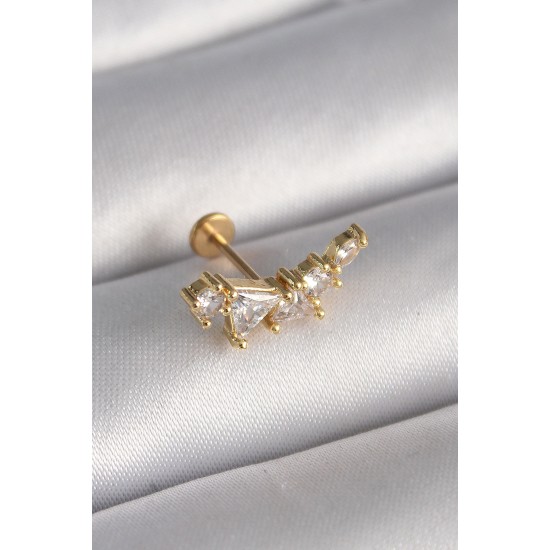 316L Çelik Gold Renk Zirkon Taşlı Tragus Piercing 316L Çelik Gold Renk Zirkon Taşlı Tragus Piercing