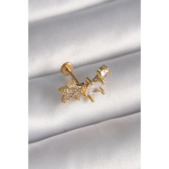 316L Çelik Gümüş Renk Zirkon Taşlı Yıldız Model Tragus Piercing 316L Çelik Gümüş Renk Zirkon Taşlı Yıldız Model Tragus Piercing