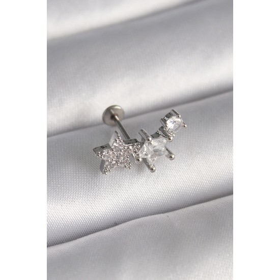 316L Çelik Gümüş Renk Zirkon Taşlı Yıldız Model Tragus Piercing 316L Çelik Gümüş Renk Zirkon Taşlı Yıldız Model Tragus Piercing