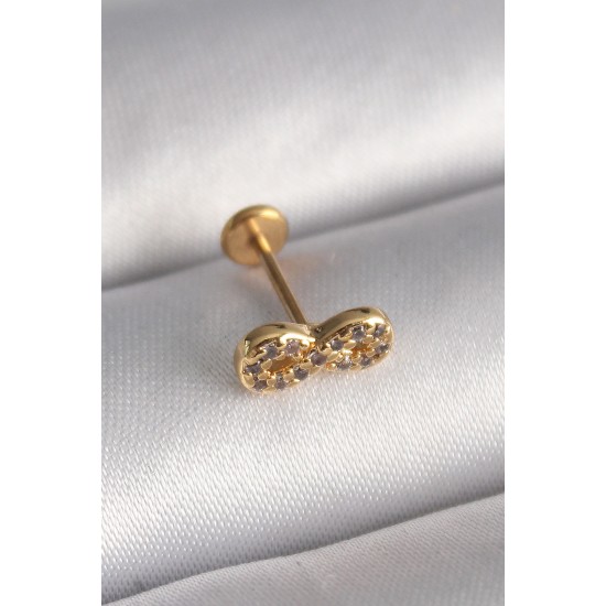 316L Çelik Gold Renk Zirkon Taşlı Sonsuzluk Model Tragus Piercing 316L Çelik Gold Renk Zirkon Taşlı Sonsuzluk Model Tragus Piercing