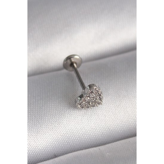 316L Çelik Gümüş Renk Zirkon Taşlı Kalp Model Tragus Piercing 316L Çelik Gümüş Renk Zirkon Taşlı Kalp Model Tragus Piercing