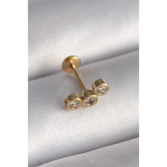 316L Çelik Gold Renk Zirkon Taşlı Tragus Piercing 316L Çelik Gold Renk Zirkon Taşlı Tragus Piercing