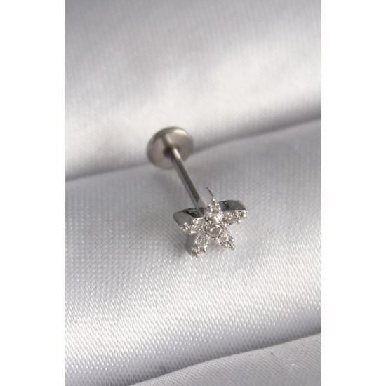316L Çelik Gümüş Renk Zirkon Taşlı Yıldız Model Tragus Piercing 316L Çelik Gümüş Renk Zirkon Taşlı Yıldız Model Tragus Piercing