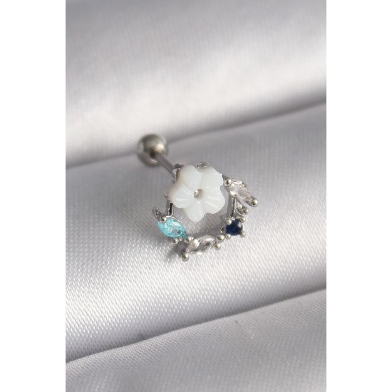 316L Çelik Gümüş Renk Zirkon Taş Detay Beyaz Çiçek Model Tragus Piercing 316L Çelik Gümüş Renk Zirkon Taş Detay Beyaz Çiçek Model Tragus Piercing
