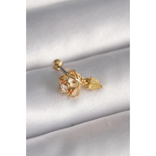 316L Çelik Gold Renk Zirkon Taşlı Sallantı Kalp Detay Tragus Piercing 316L Çelik Gold Renk Zirkon Taşlı Sallantı Kalp Detay Tragus Piercing