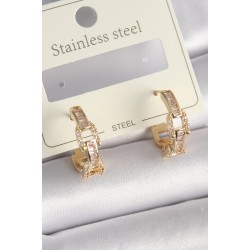 Pirinç Gold Renk Zirkon Taşlı Zincir Model Kadın Küpe