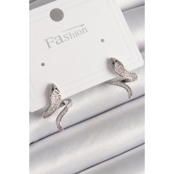 Pirinç Gümüş Renk Zirkon Taşlı Yılan Model Kadın Küpe