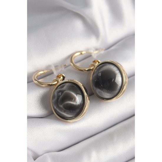 Pirinç Gold Renk Oniks Doğal Taşlı Vintage Kadın Küpe Pirinç Gold Renk Oniks Doğal Taşlı Vintage Kadın Küpe