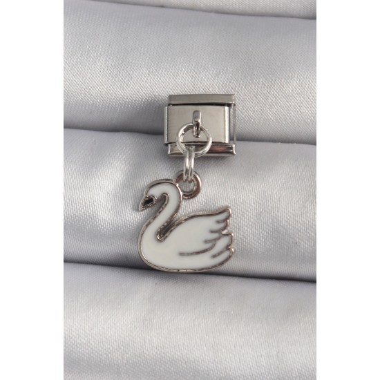 316L Çelik Gümüş Renk Sallantı Beyaz Kuğu Model Nomination Charm 316L Çelik Gümüş Renk Sallantı Beyaz Kuğu Model Nomination Charm