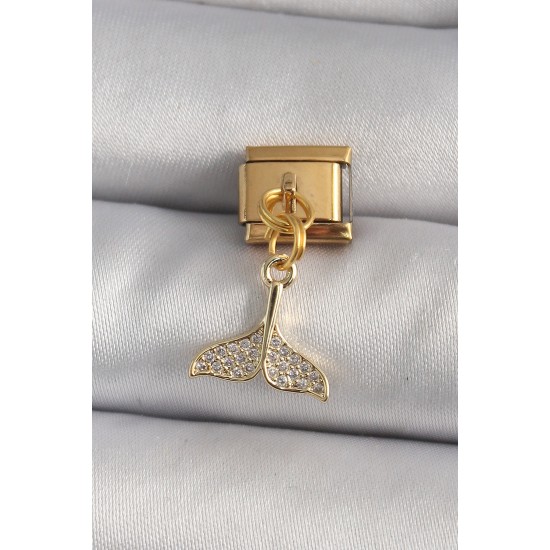 316L Çelik Gold Renk Sallantı Zirkon Taşlı Balık Kuyruğu Figür Nomination Charm 316L Çelik Gold Renk Sallantı Zirkon Taşlı Balık Kuyruğu Figür Nomination Charm