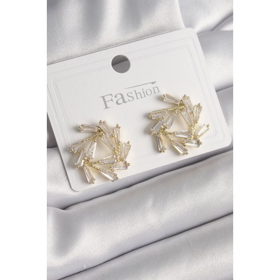Pirinç Gold Renk Zirkon Taşlı Daire Model Kadın Küpe Pirinç Gold Renk Zirkon Taşlı Daire Model Kadın Küpe