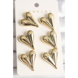 Gold Renk 3'Lü Kalp Model CCB Plastik Kadın Küpe Seti