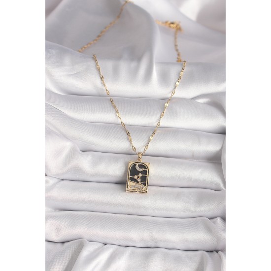 316L Çelik Gold Renk Zirkon Taşlı Ay Figürlü Tarot Model Kadın Kolye 316L Çelik Gold Renk Zirkon Taşlı Ay Figürlü Tarot Model Kadın Kolye