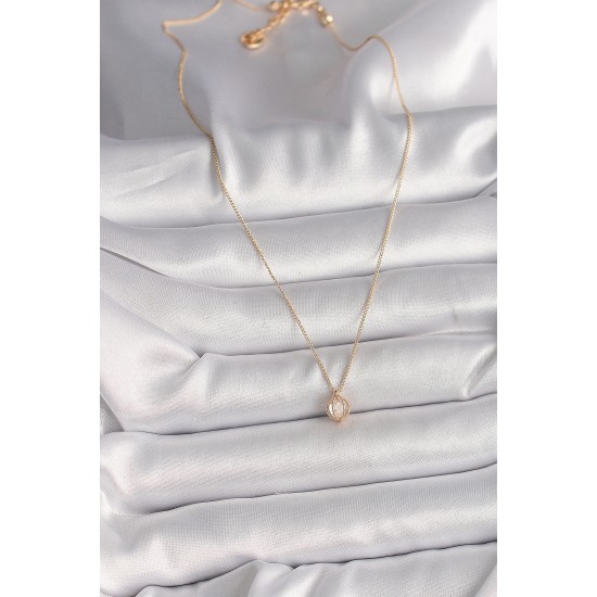 Pirinç Gold Renk Zirkon Taşlı Daire Kafes Model Kadın Kolye Pirinç Gold Renk Zirkon Taşlı Daire Kafes Model Kadın Kolye