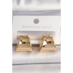 Pirinç Gold Renk Yarım Halka Model Kadın Küpe
