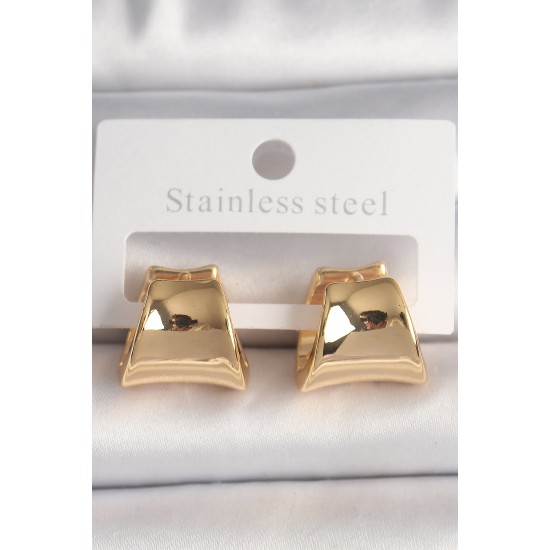 Pirinç Gold Renk Yarım Halka Model Kadın Küpe