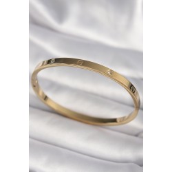 316L Çelik Gold Renk Zirkon Taşlı Model Kadın Bilezik