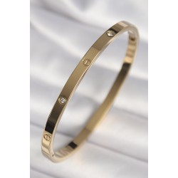 316L Çelik Gold Renk Zirkon Taşlı Model Kadın Bilezik