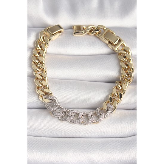 Pirinç Gold Renk Zirkon Taşlı Halka Zincir Xuping VIP Seri Exculusive Kadın Bileklik Pirinç Gold Renk Zirkon Taşlı Halka Zincir Xuping VIP Seri Exculusive Kadın Bileklik