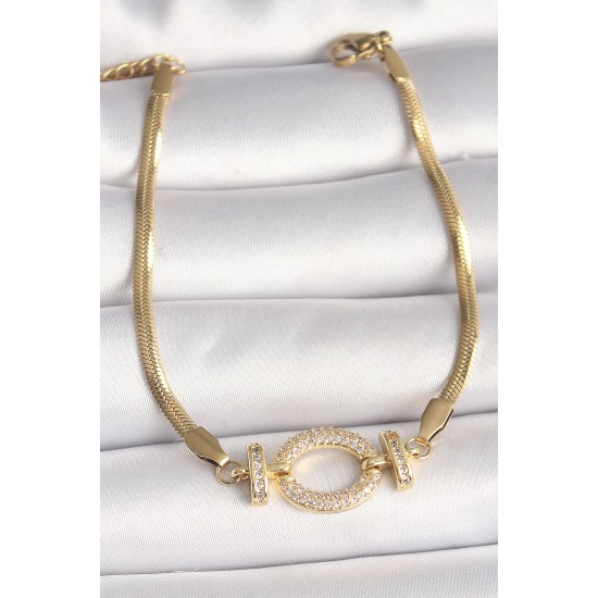 316L Çelik Gold Renk italyan Zincir Model Zirkon Taşlı Halka Figür Kadın Bileklik 316L Çelik Gold Renk italyan Zincir Model Zirkon Taşlı Halka Figür Kadın Bileklik