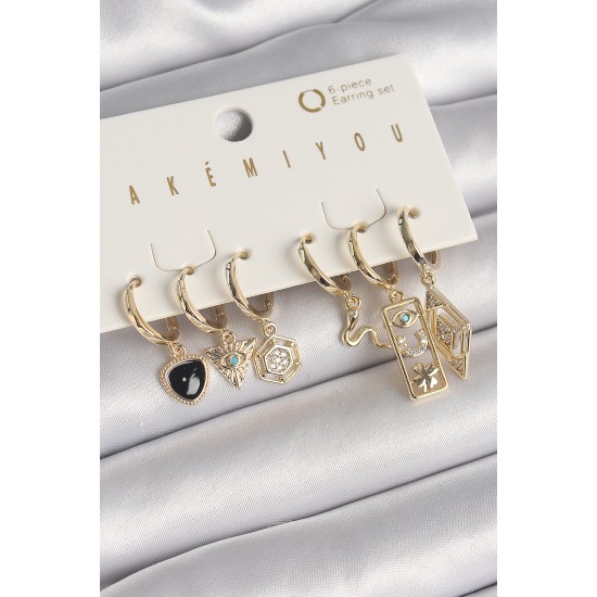Pirinç Gold Renk Zirkon Taşlı Çoklu Sallantı Figür VIP Seri Kadın Küpe Seti Pirinç Gold Renk Zirkon Taşlı Çoklu Sallantı Figür VIP Seri Kadın Küpe Seti