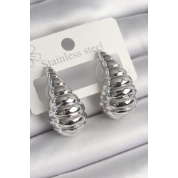 Pirinç Gümüş Renk İşlemeli Damla Model Kadın Küpe