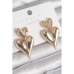 Pirinç Gold Renk Sallantı Kalp Model Kadın Küpe