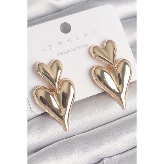 Pirinç Gold Renk Sallantı Kalp Model Kadın Küpe Pirinç Gold Renk Sallantı Kalp Model Kadın Küpe