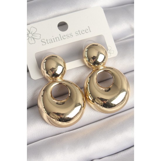 Pirinç Gold Renk Bomba Halka Model Kadın Küpe Pirinç Gold Renk Bomba Halka Model Kadın Küpe