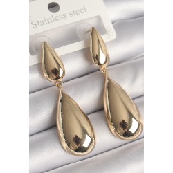 Pirinç Gold Renk Sallantı Damla Model Kadın Küpe